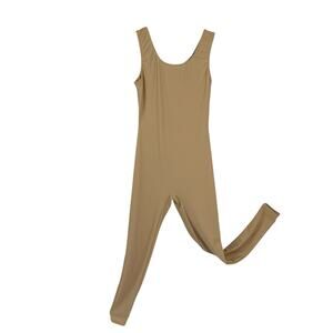 Speerise Tank Full Jumpsuit Spandex Unitard Sleeveless Beige Medium Gymnastics